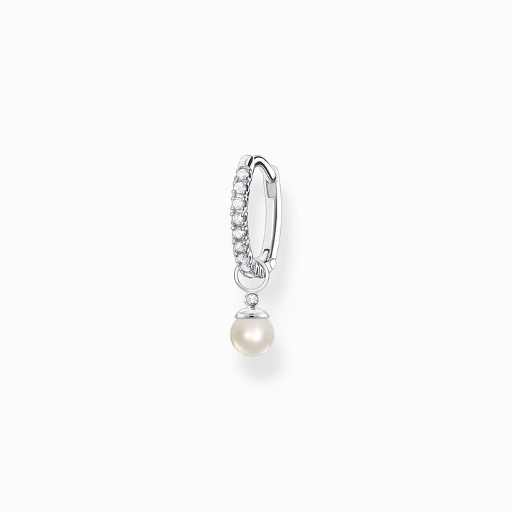Thomas Sabo Single Hoop Earring with Pearl Pendant, Silver