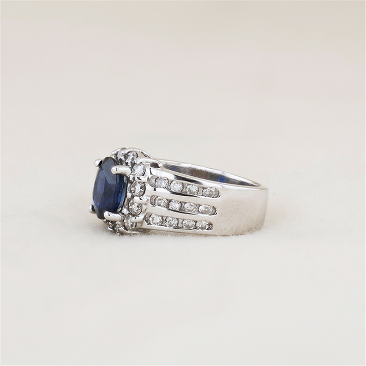 18K White Gold Sapphire 1.18ctw Diamond Estate Ring