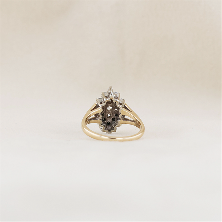 14KT Two-Toned 0.81ctw Diamond Estate Cluster Ring