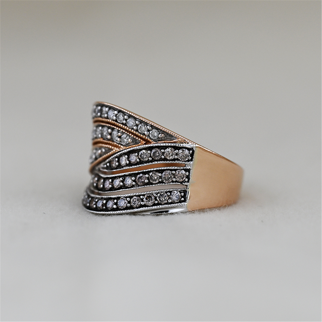 14KT Two-Tone Cognac and White Diamond Ring