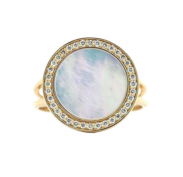 14KT Yellow Gold Mother of Pearl and 0.17ctw Diamond Ring