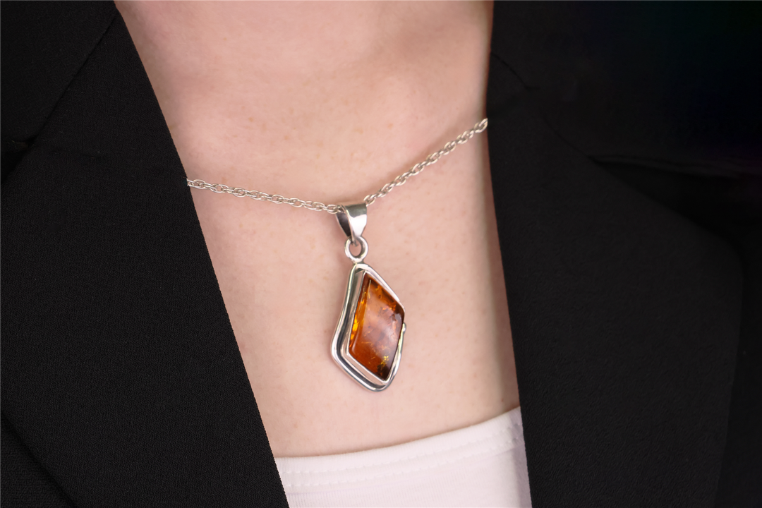 Sterling Silver Amber 24" Necklace