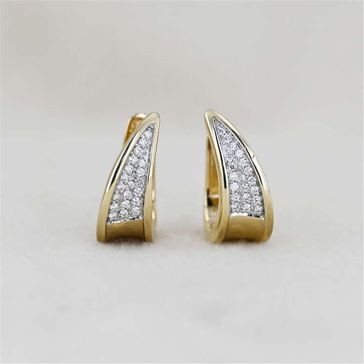 14K Two-Toned 0.20ctw Diamond Huggy Earrings