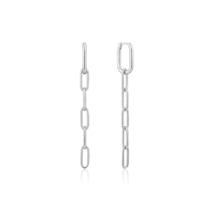 Chain Reaction Cable Link Silver Drop Earrings