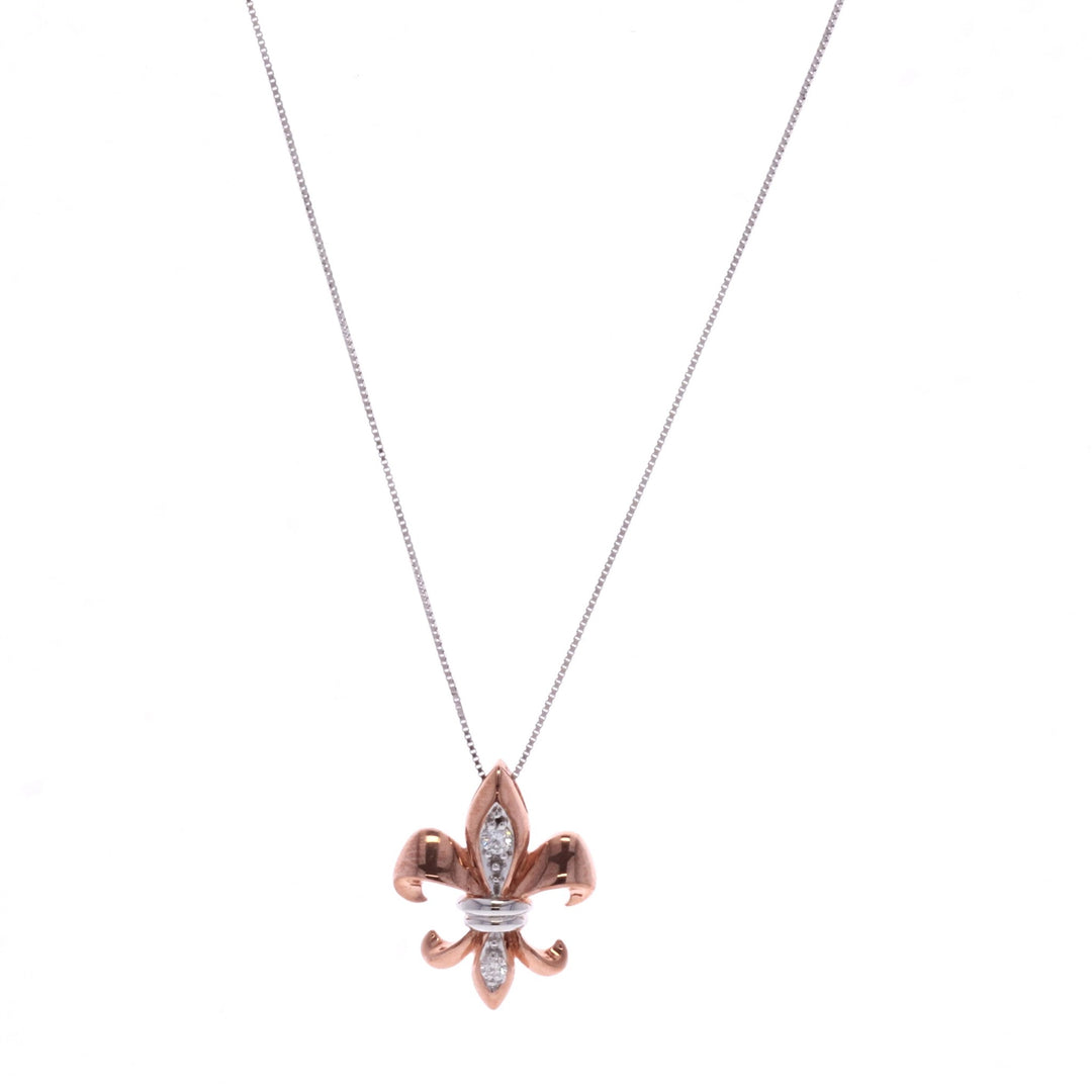 10KT White and Rose Gold 0.05ctw Diamond Necklace