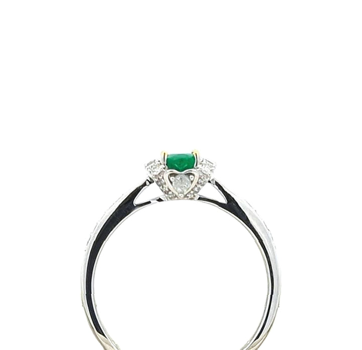14KT White Gold Emerald and 0.22ctw Diamond Ring