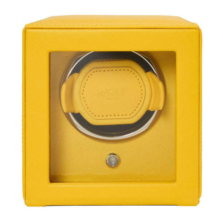 Cub Single Watch Winder With Cover - Yellow