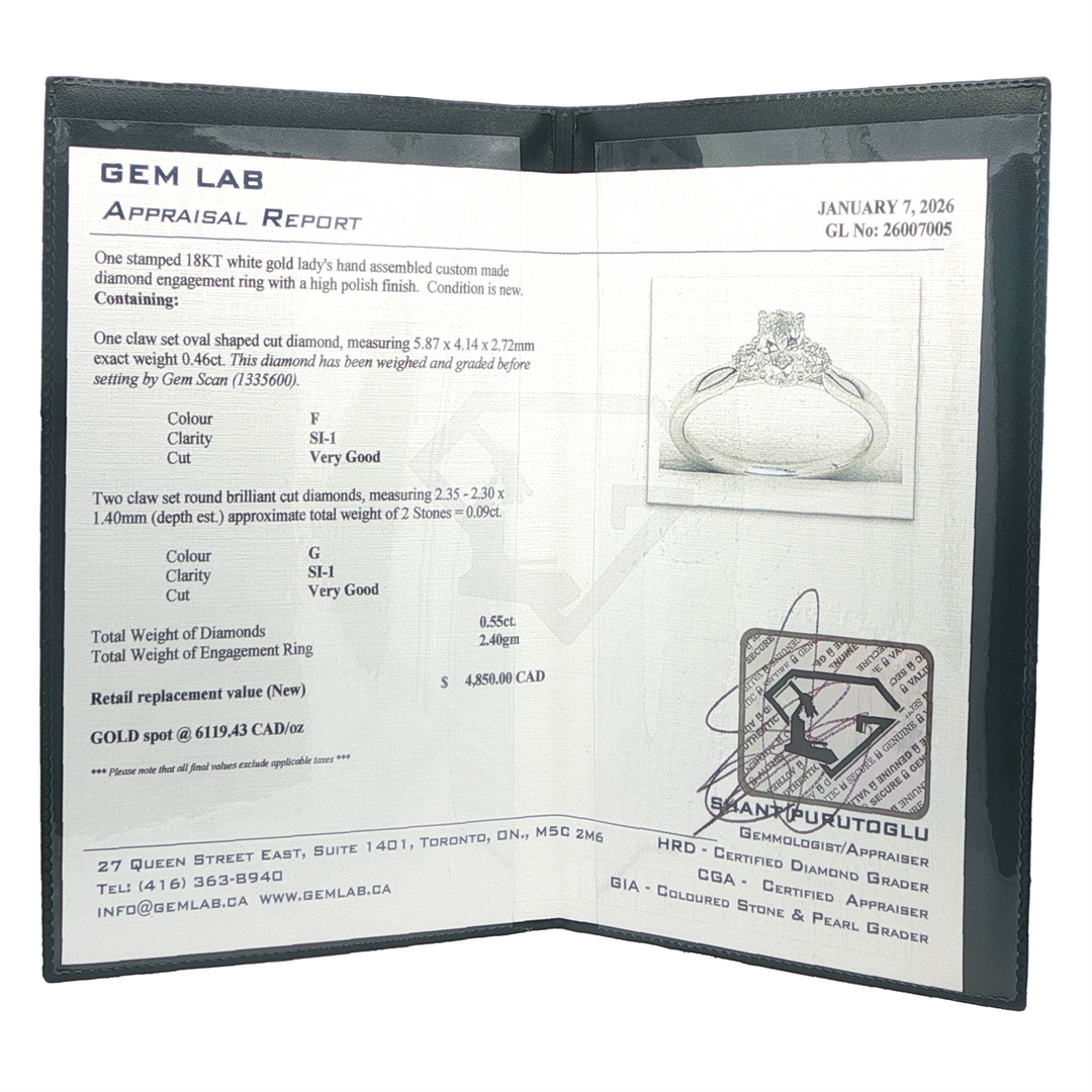 18KT White Gold 0.55ctw Oval Diamond Engagement Ring