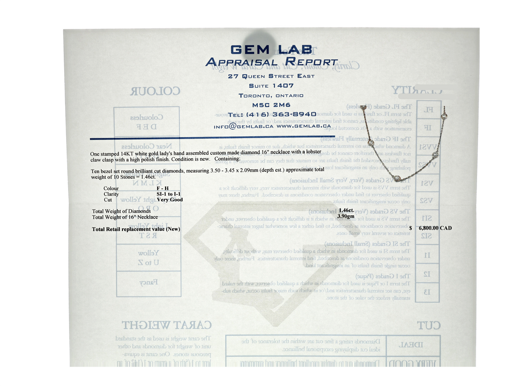 14KT White Gold 1.46ctw Diamond 16" Estate Necklace