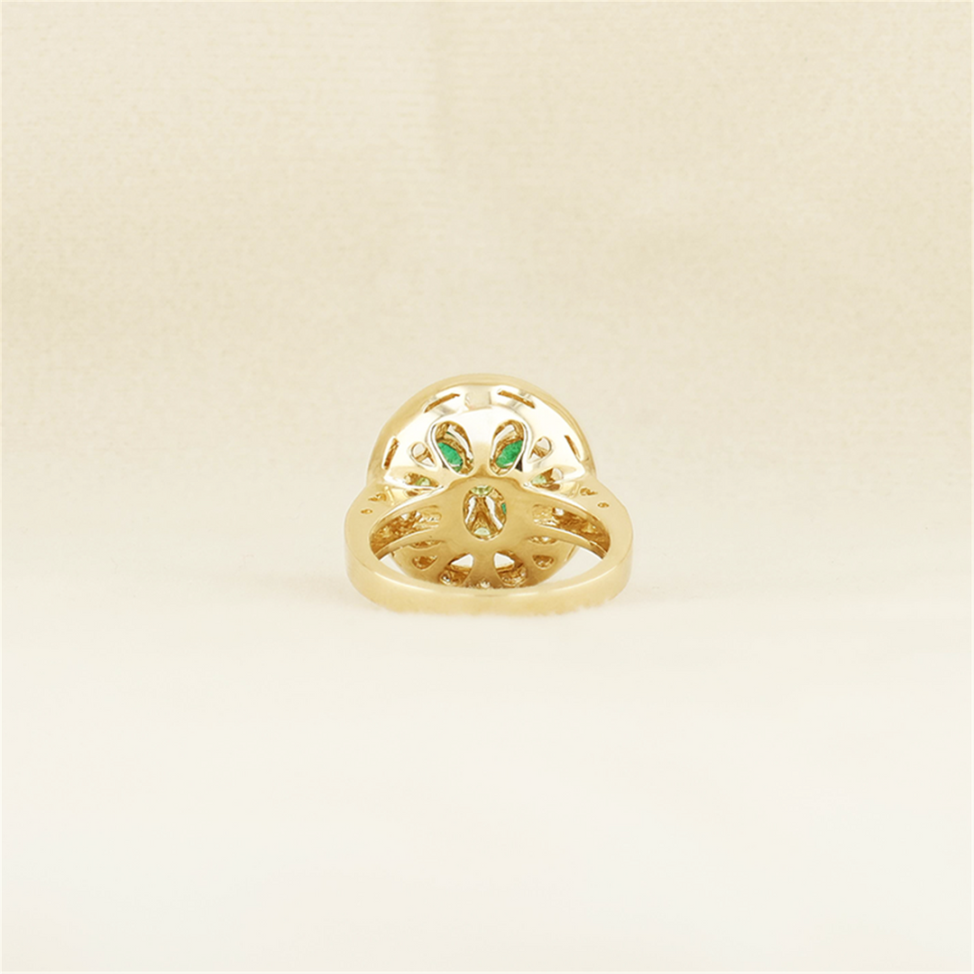 14K Yellow Gold Emerald, Peridot, & Diamond Ring