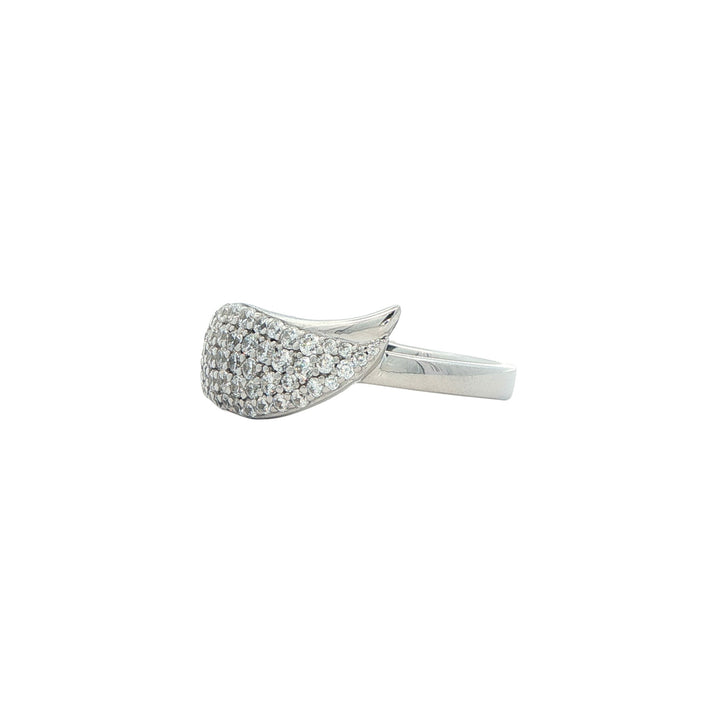 ELLE Sterling Silver "Amour" CZ Leaf Ring