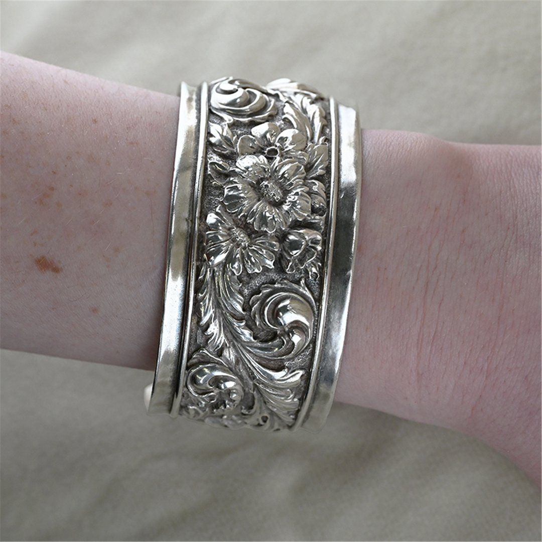 Sterling Silver Floral Cuff