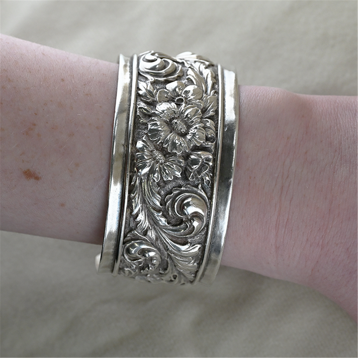 Sterling Silver Floral Cuff