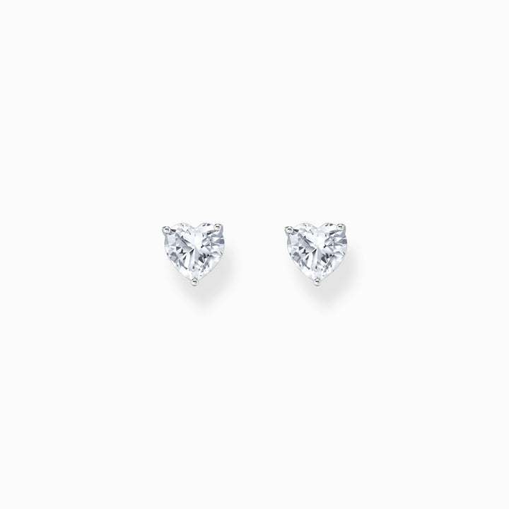 Thomas Sabo Sterling Silver Ear Studs Heart-Shaped With White Zirconia