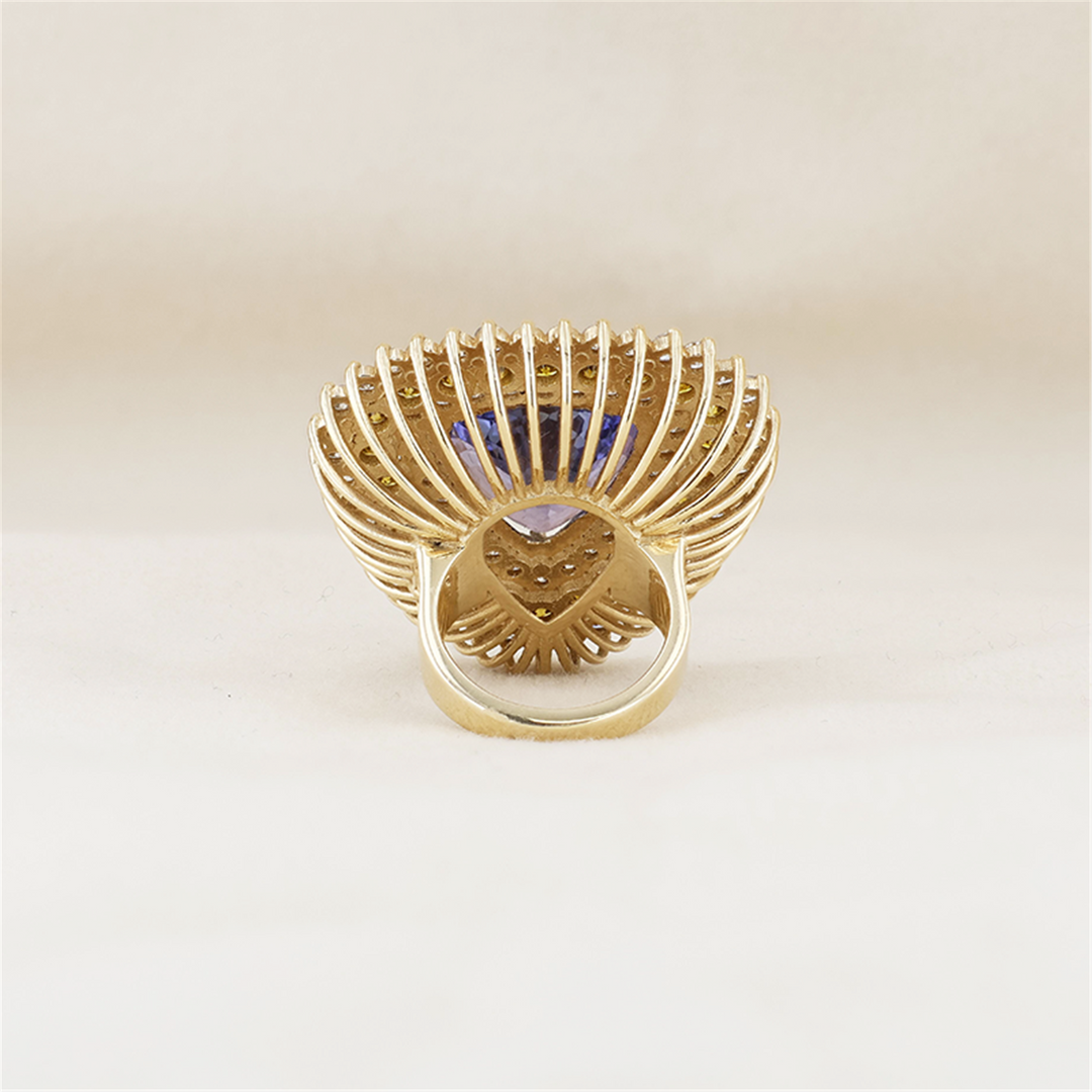 14KT Yellow Gold Natural Tanzanite and 5.93ctw Diamond Estate Ring