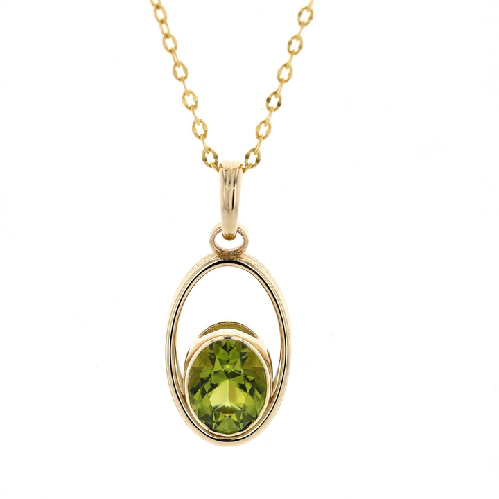 Harmony Jewellers Exclusive "Geometry" Collection-14KT Yellow Gold Natural Peridot 18" Necklace