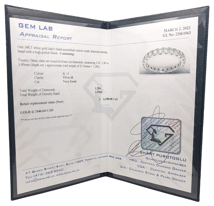 14KT White Gold 1.28ctw Diamond Estate Eternity Band