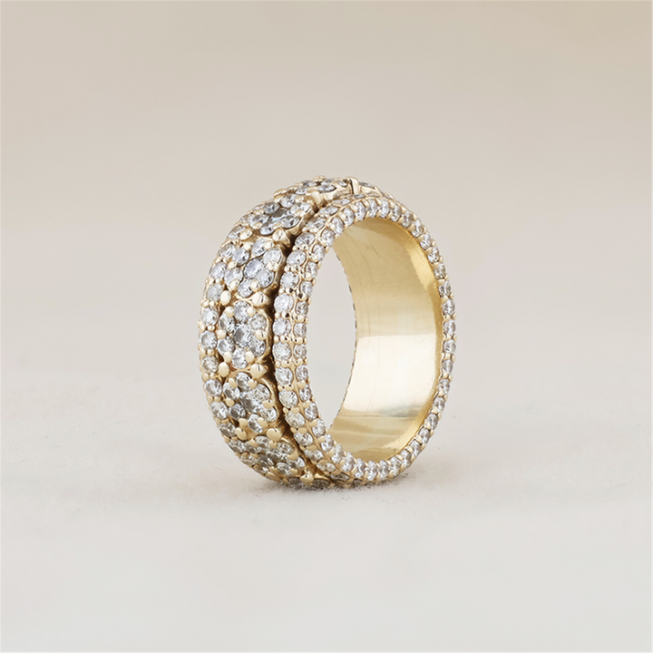 10K Yellow Gold 3.97ctw Diamond Spinner Eternity Band