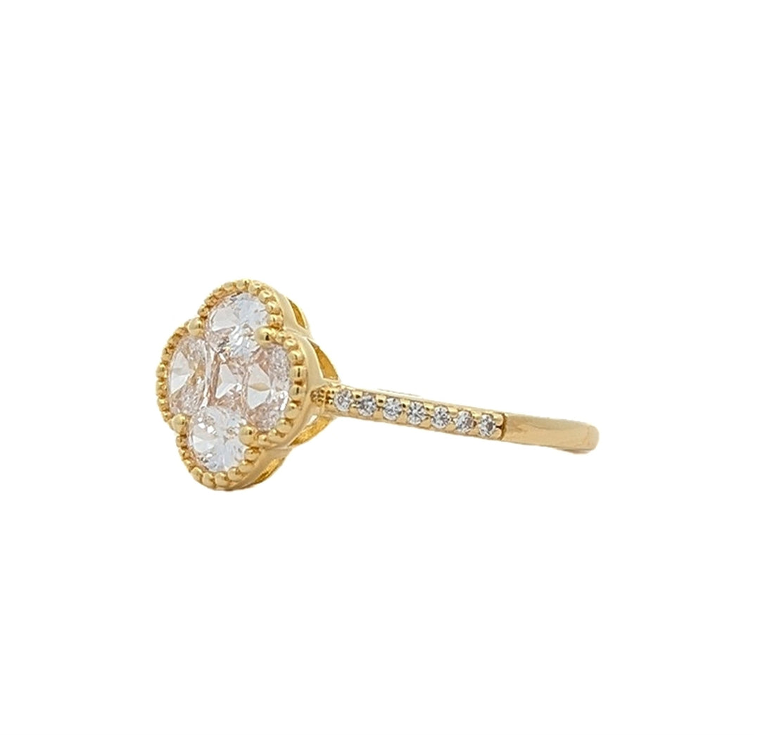 REIGN Gold Plated CZ Clover Ring