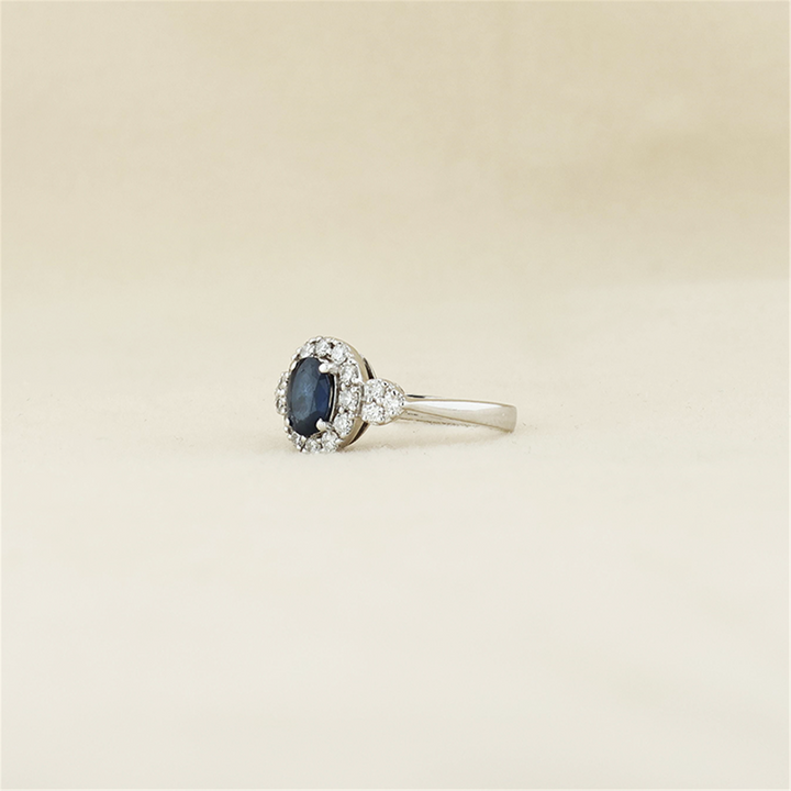 14K White Gold Sapphire 0.50ctw Diamond Ring
