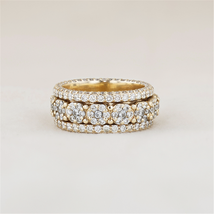 10K Yellow Gold 3.97ctw Diamond Spinner Eternity Band