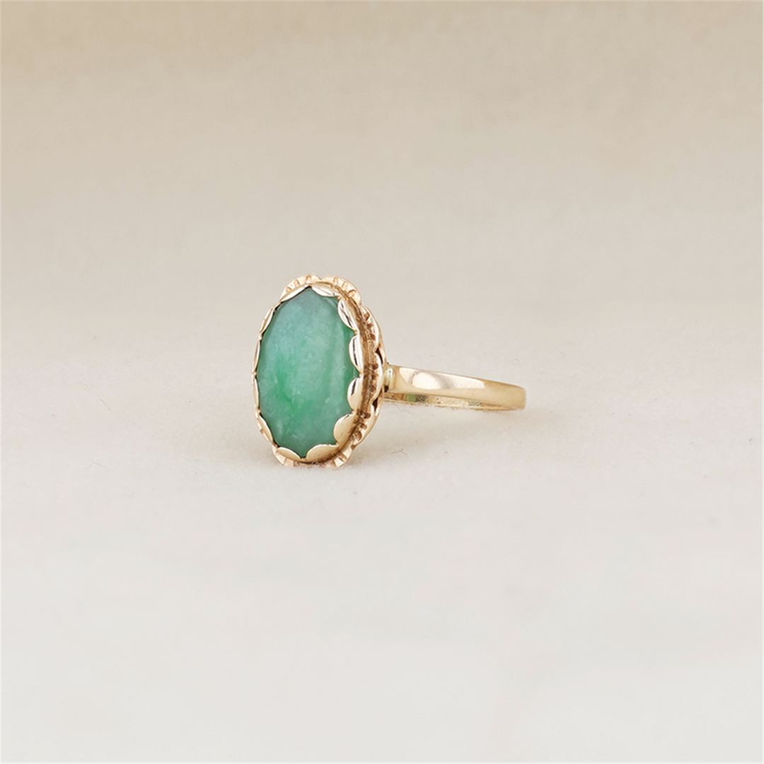 14K Yellow Gold Jade Estate Ring