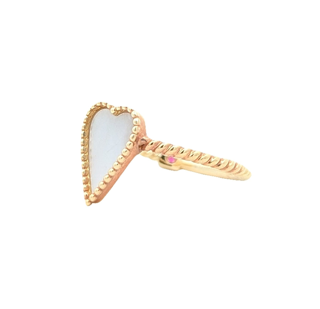 ELLE "Long Love" Sterling Silver Gold Plated Mother of Pearl Ring