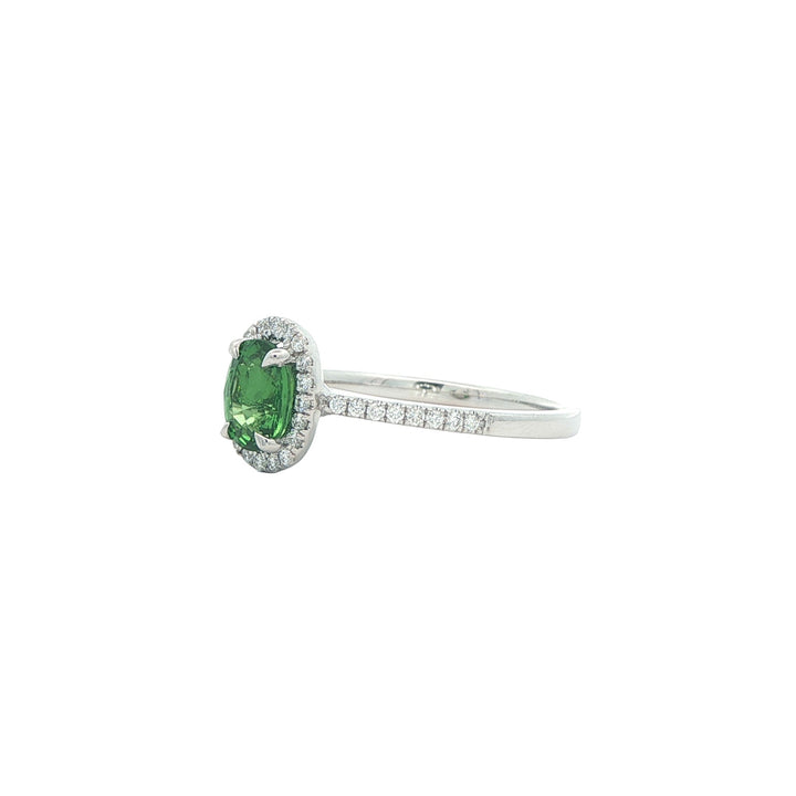 14K White Gold Tsavorite 0.17ctw Diamond Ring