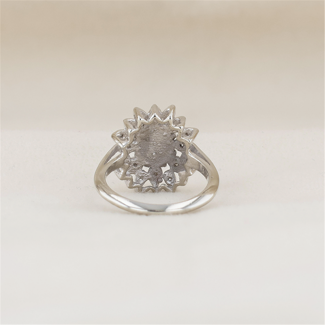 14K White Gold Synthetic Star Sapphire Natural Diamond Estate Ring