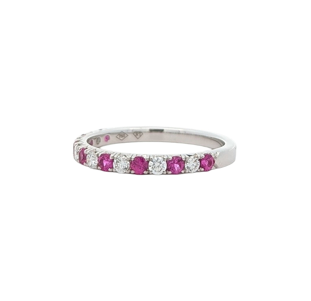 18K White Gold 0.22ctw Diamond Ruby Ring