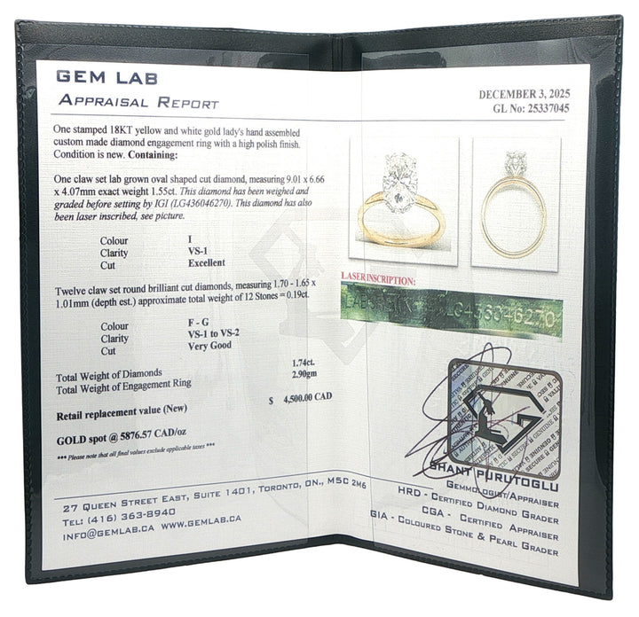 18KT Two-Toned 1.74ctw Lab Grown Diamond Engagement Ring