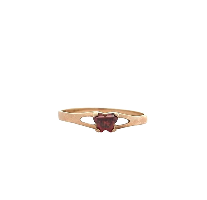 10KT Yellow Gold Butterfly January Birthstone Ring