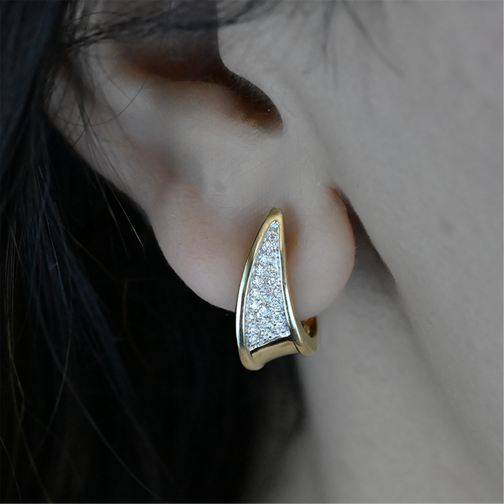 14K Two-Toned 0.20ctw Diamond Huggy Earrings