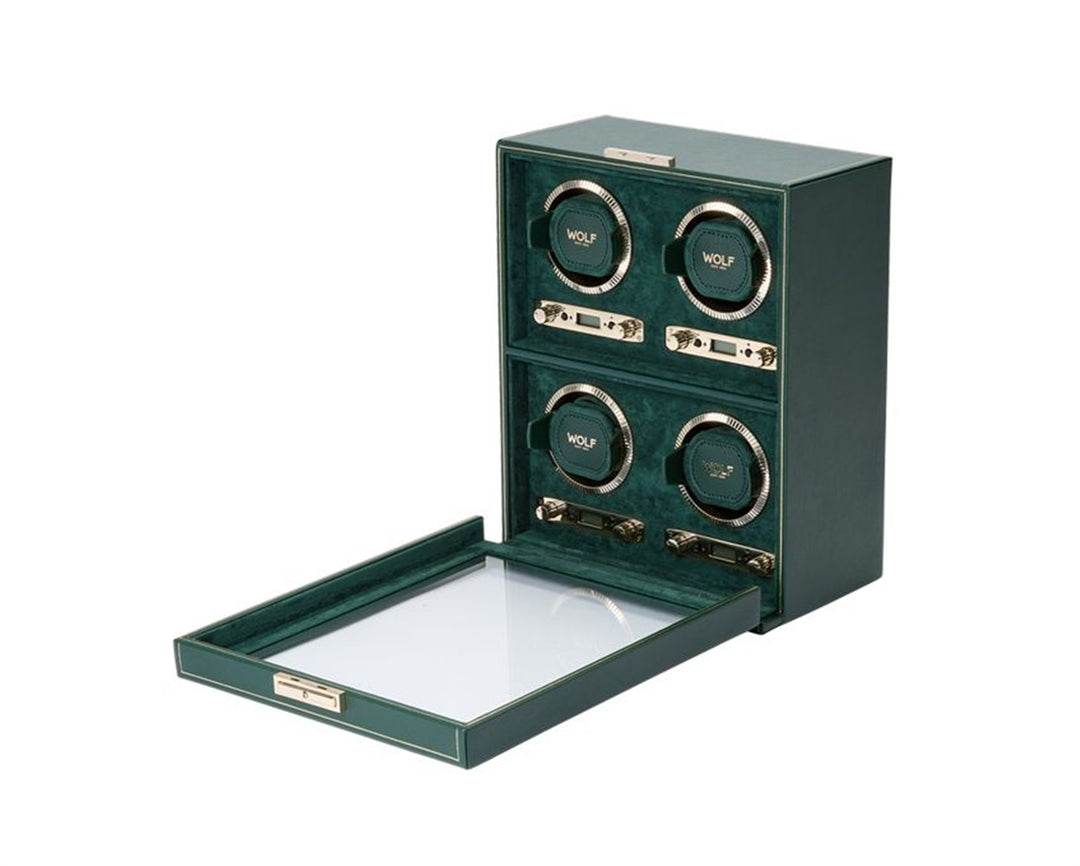 British Racing 4 Piece Watch Winder - Green