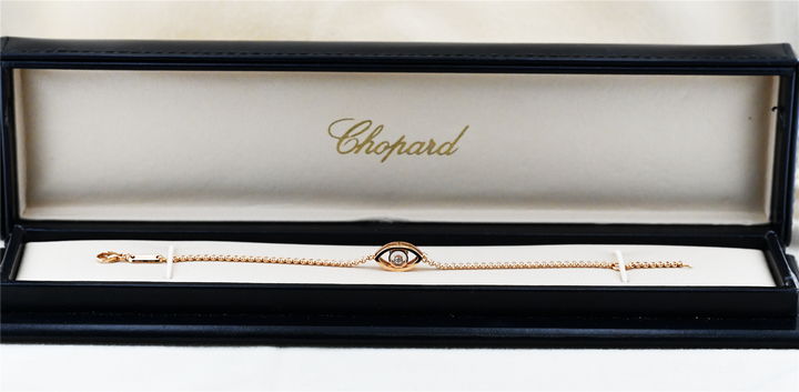 18K Rose Gold 0.05ctw Diamond "Chopard" Happy Diamond Eye Bracelet
