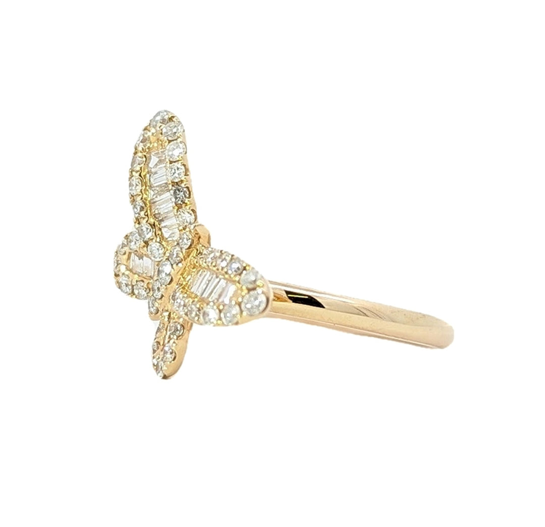 14KT Yellow Gold 0.69ctw Diamond Butterfly Ring