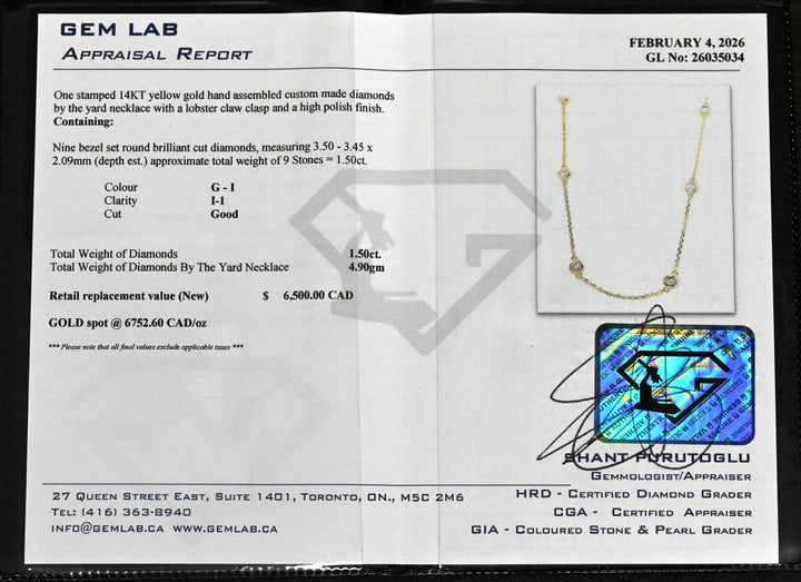 14KT 1.50ctw Diamond By The Yard 16+2" Estate Necklace