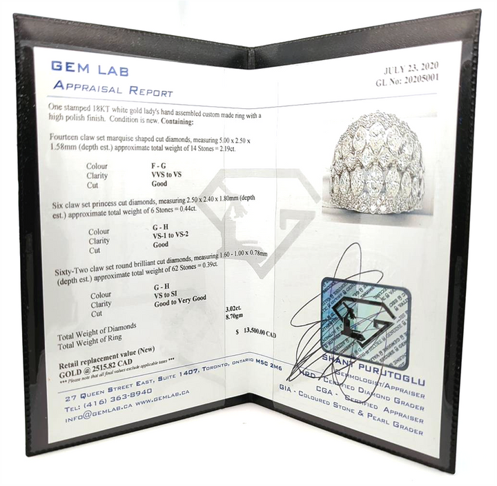 18KT White Gold 3.02ctw Diamond Fashion Ring