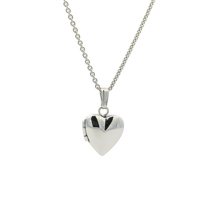 Sterling Silver Baby Heart Polished Locket 13" Necklace