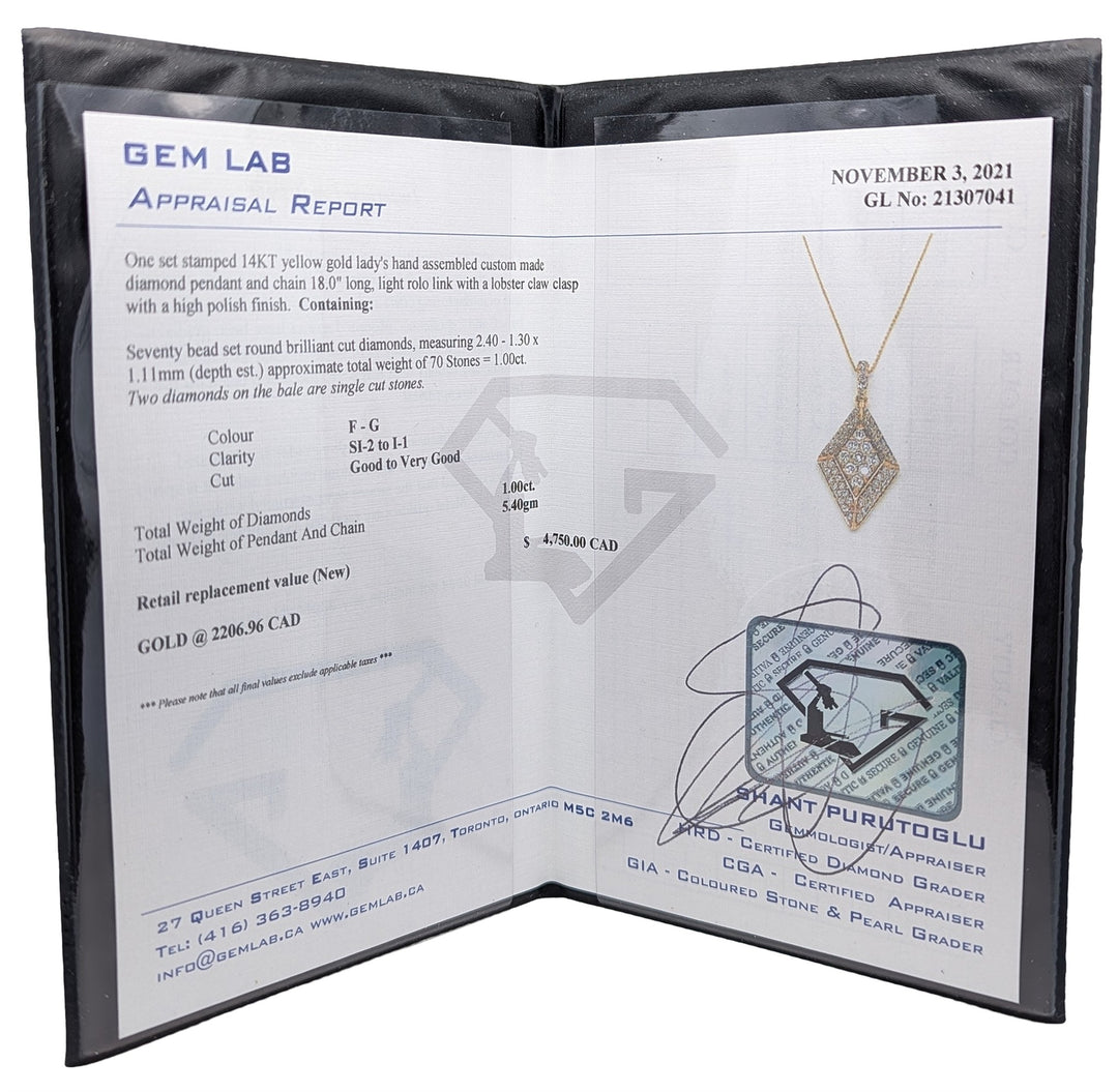 14KT Yellow Gold 1.00ctw Diamond 18" Necklace