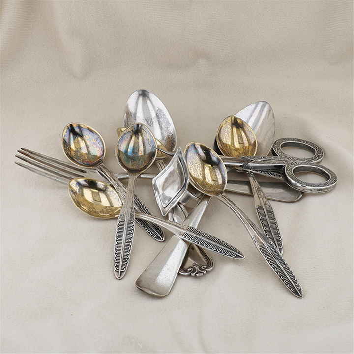 Sterling Silver Lot Featuring Spoons, Fork, Sissors and a Ring