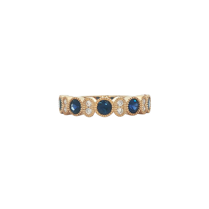 14K Yellow Gold Sapphire 0.11ctw Diamond Ring