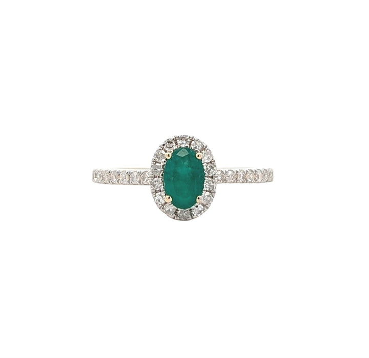 10K Gold Natural Emerald Canadian Diamond Ring