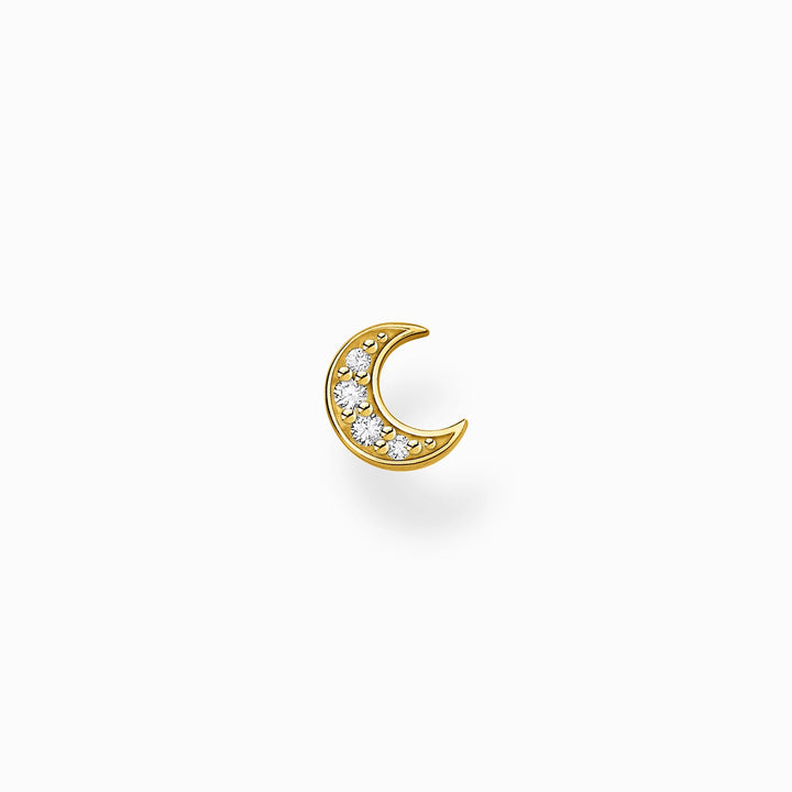 Thomas Sabo Sterling Silver Gold Plated CZ Moon Single Stud Earring