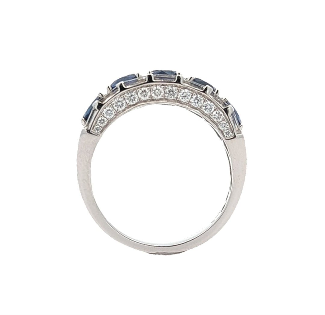 18KT White Gold Natural Blue Sapphire and 1.03ctw Diamond Ring