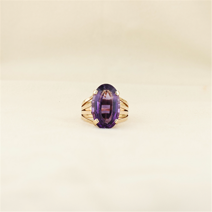 14K Yellow Gold Amethyst Estate Ring