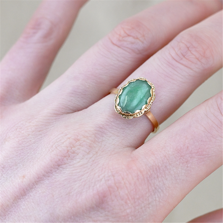 14K Yellow Gold Jade Estate Ring