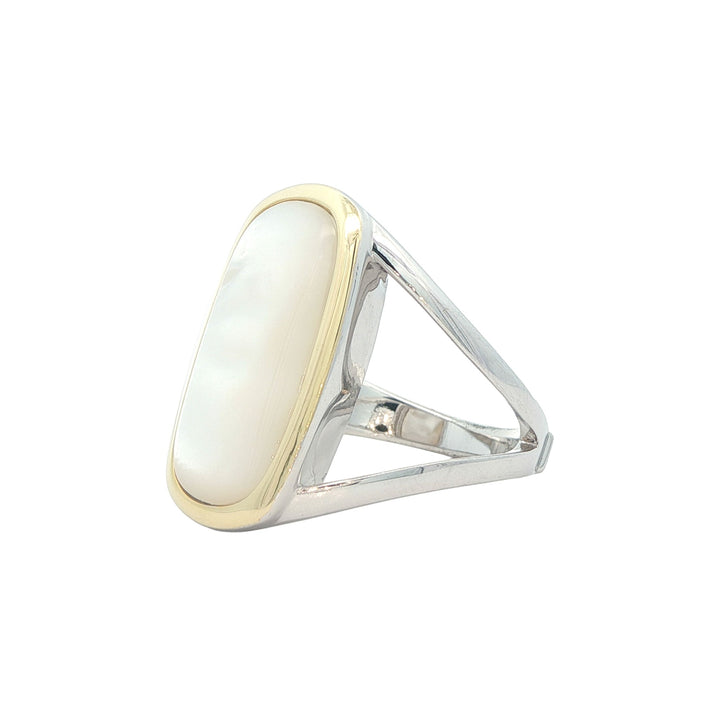ELLE Two-Toned Sterling Silver Mother Of Pearl Ring