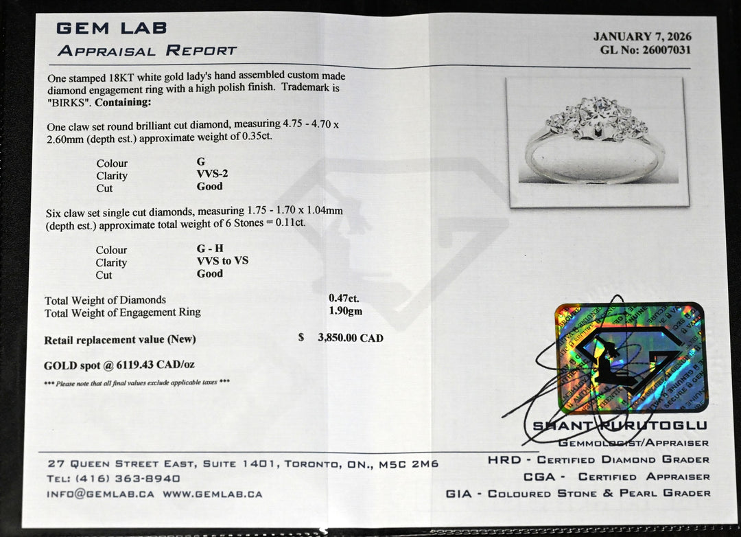 18K White Gold 0.47ctw Diamond Engagement Ring