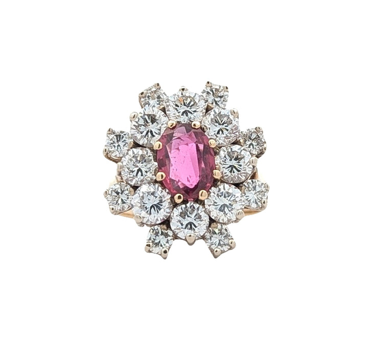 18KT Yellow and White Gold Diamond Ruby Estate Ring
